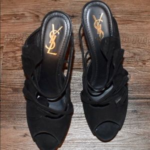 YSL Black Suede Mulles